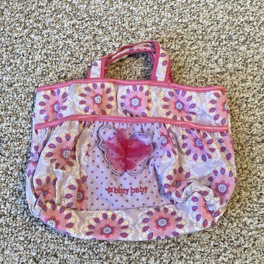 Bitty Baby American Girl Diaper Bag Only Pink Butterfly Quilted Purple